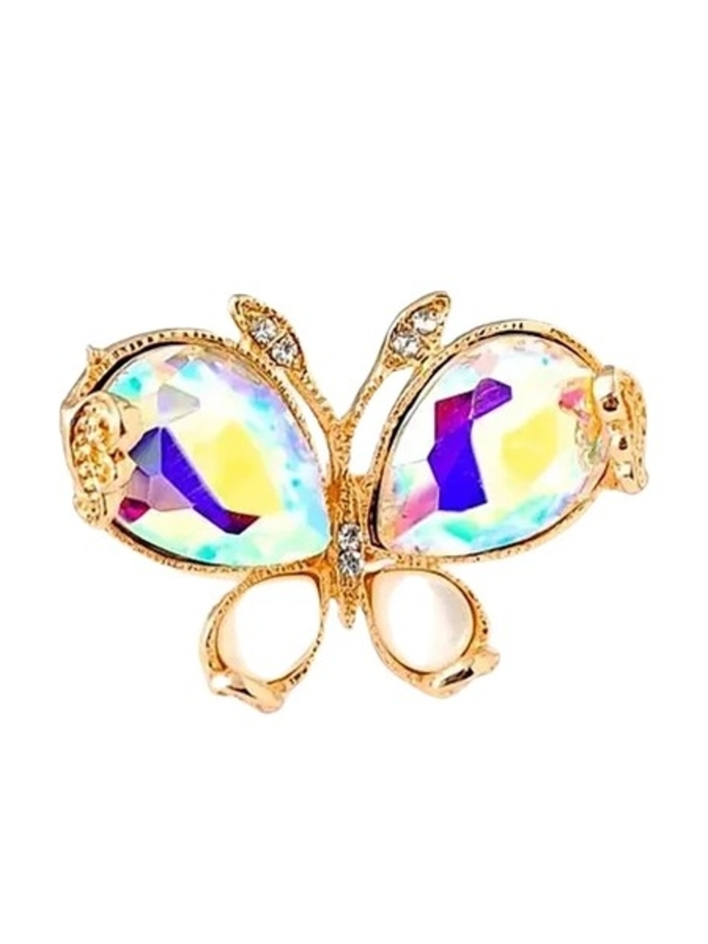 Gold Butterfly Crystal Ring